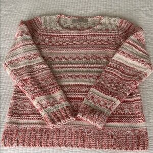 LOFT Red and Cream Patterned Sweater